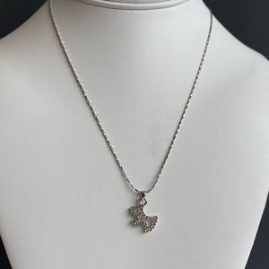 18k white gold plated dog necklace